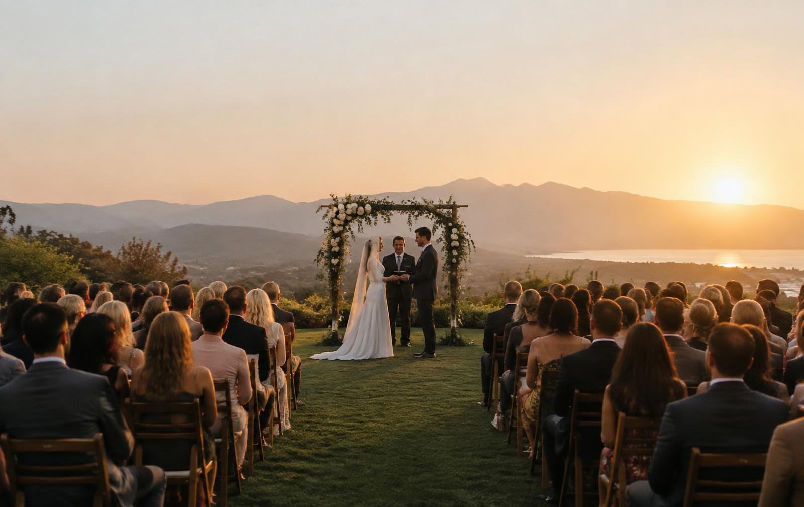 Outdoor wedding ceremony audio setup