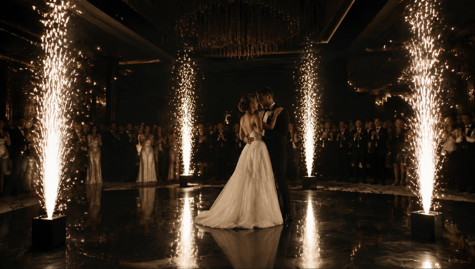 Wedding first dance surrounded by special effects